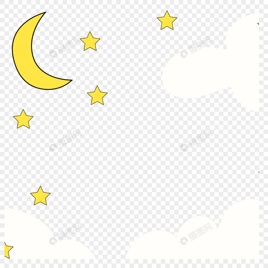 卡通黄色月亮星星矢量元素图片