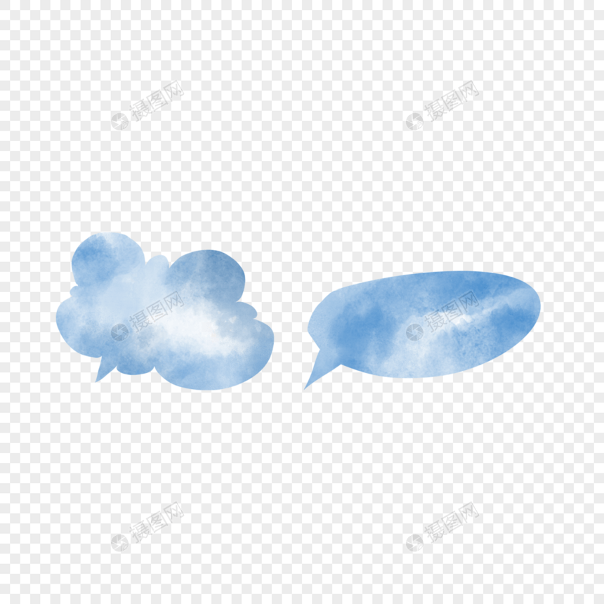 两团云彩水彩气泡对话框图片