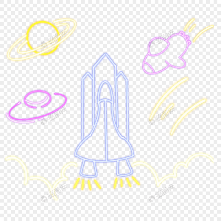 霓虹太空火箭发射图片