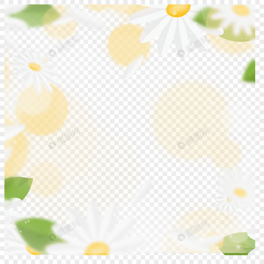 淡黄色花朵光效花卉边框图片