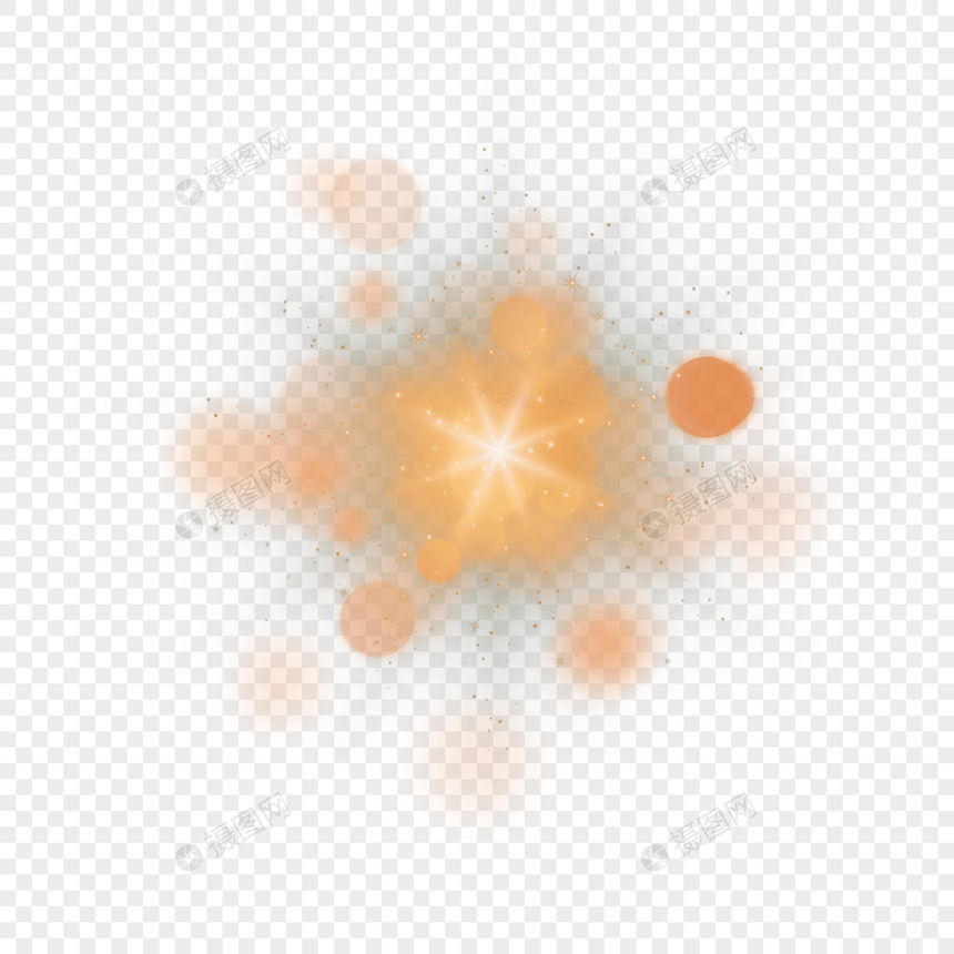 橙色米字闪光圆球抽象光效图片