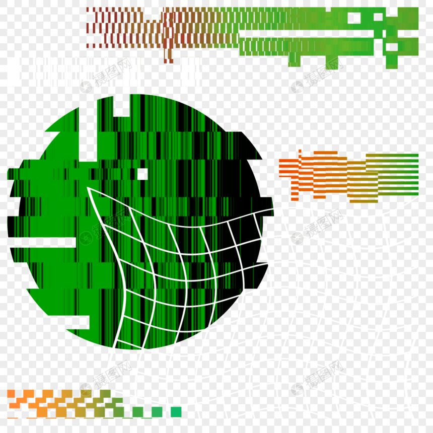 绿色圆形线条抽象故障风边框图片