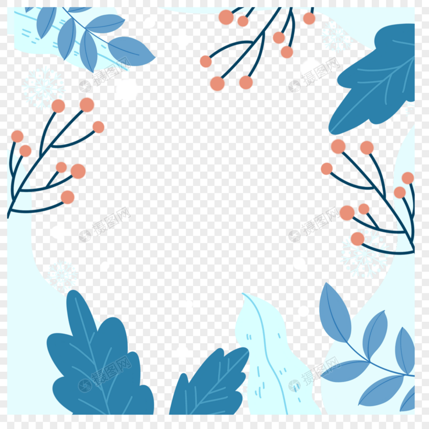 叶子小浆果冬季植物边框图片