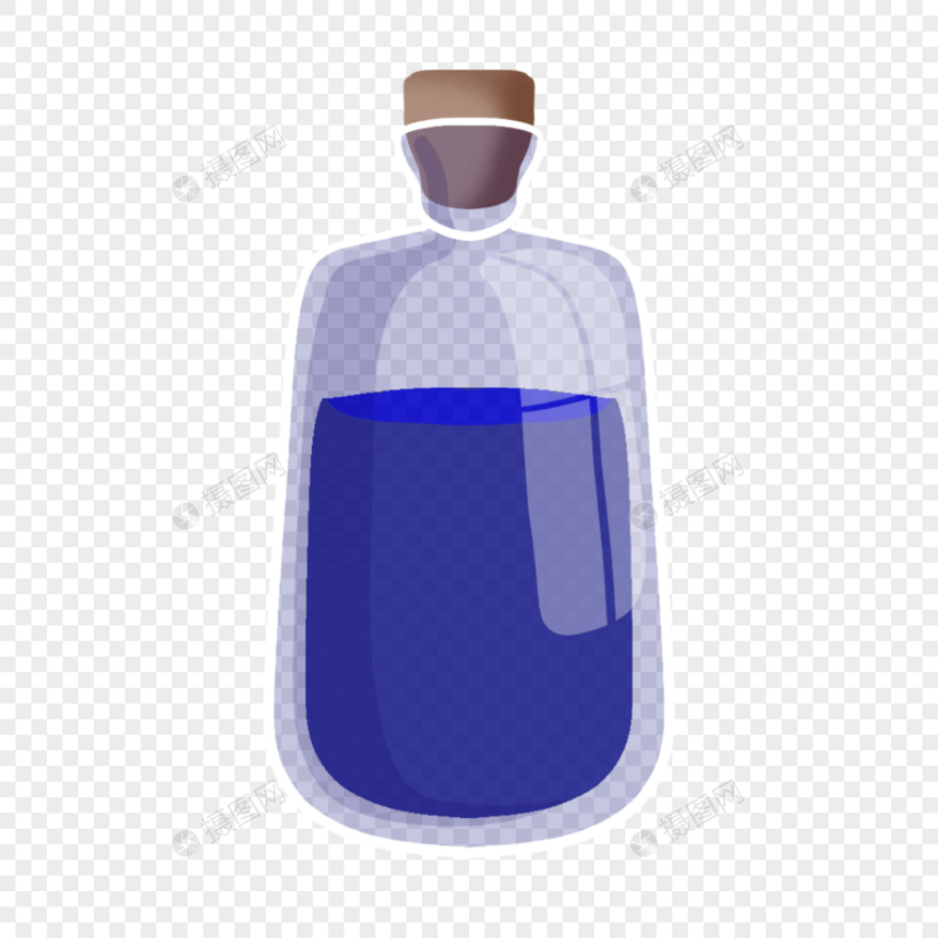 蓝色卡通玻璃香水瓶子图片