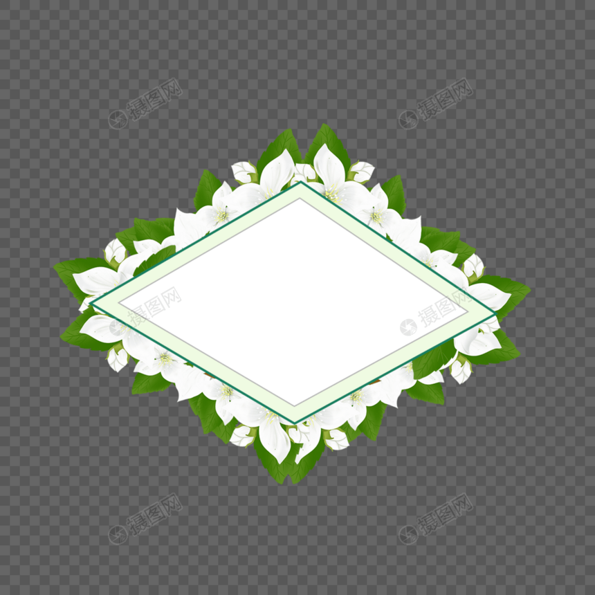 菱形茉莉花卉边框图片