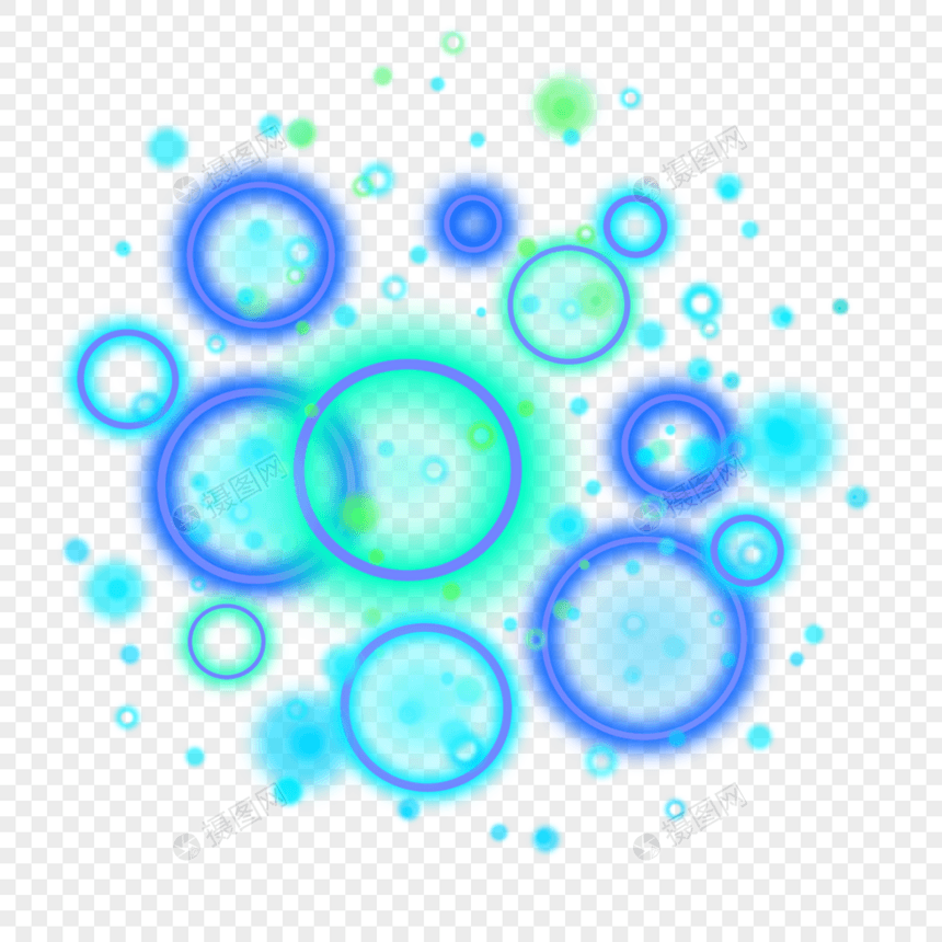 发光粒子圆环细胞卡通抽象蓝色圆形霓虹图片