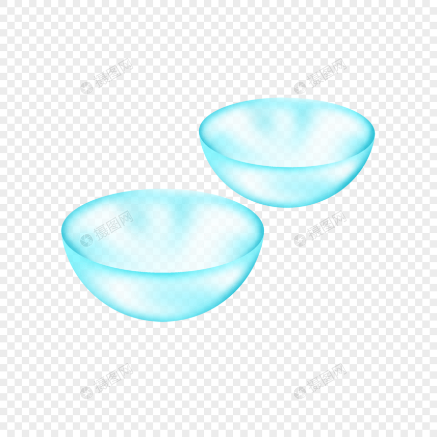 隐形眼镜角膜接触镜写实半球形浅蓝色透明图片