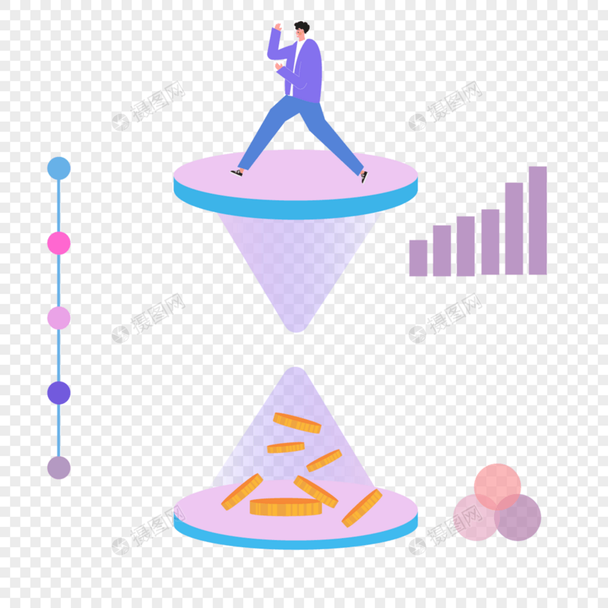 商务人物金币漏斗图片