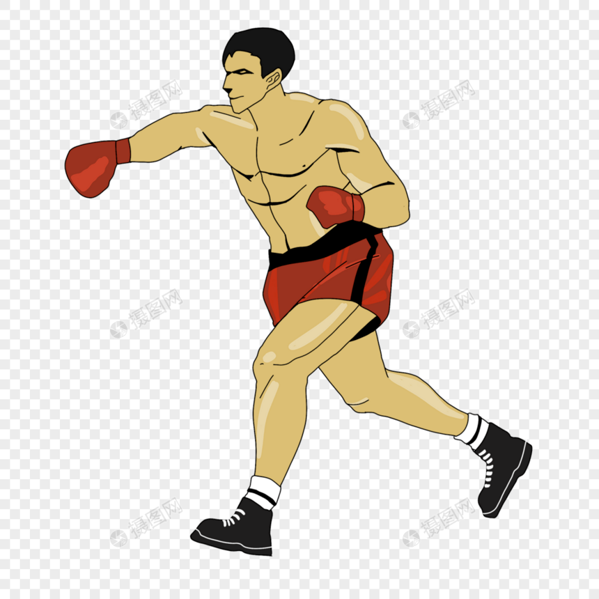 拳击卡通红色运动人物图片