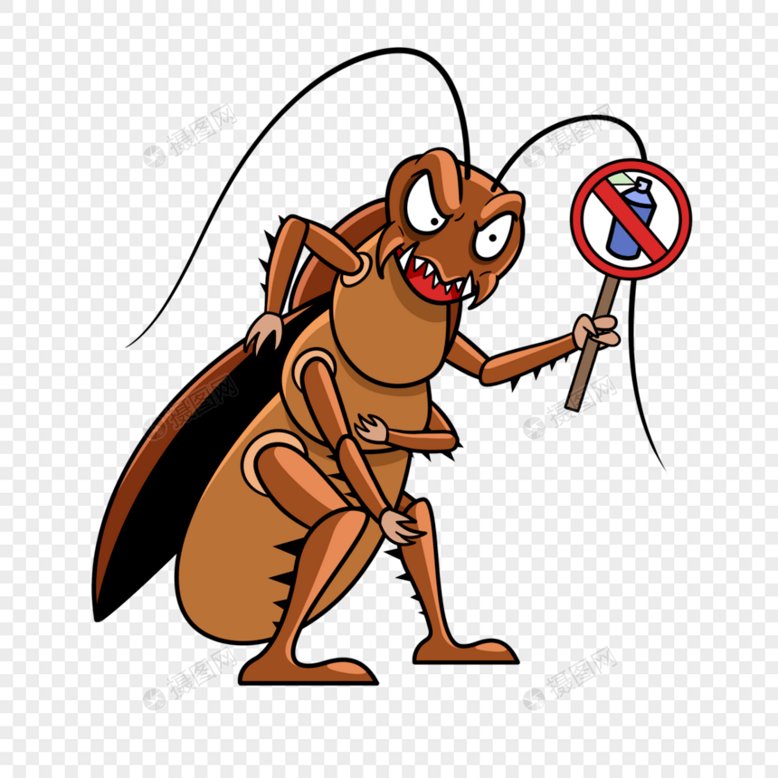 蟑螂卡通插画风格棕色图片