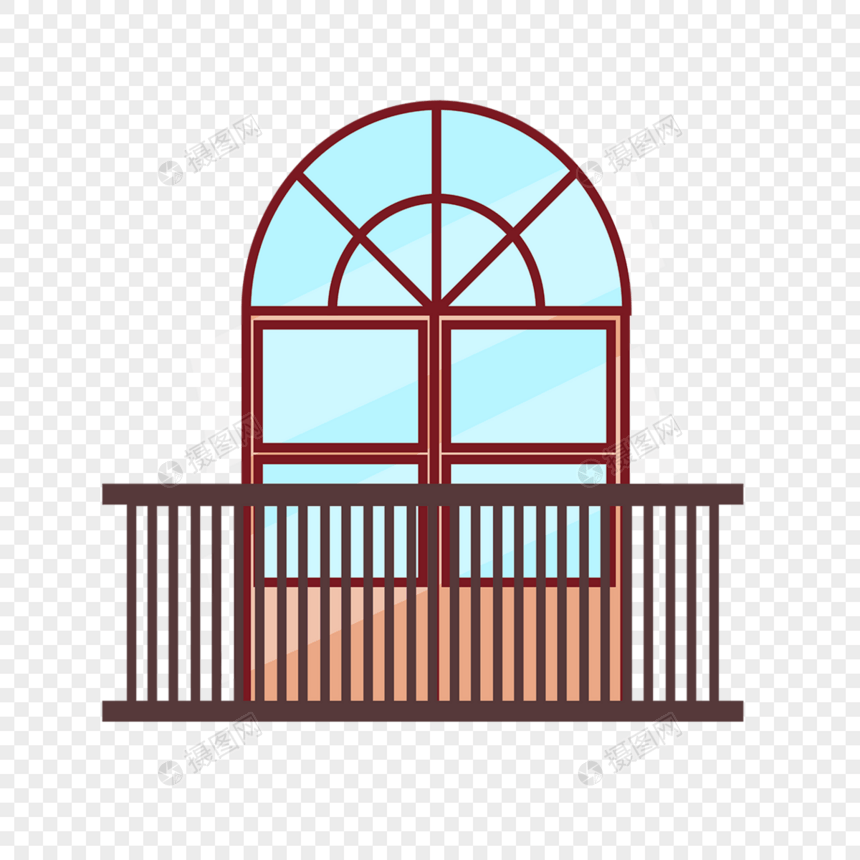 阳台栏杆窗户扁平风格图片