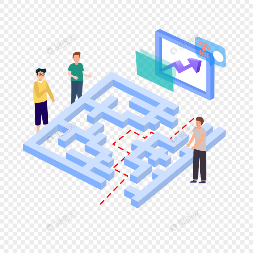 商业领袖迷宫讨论等距视图图片