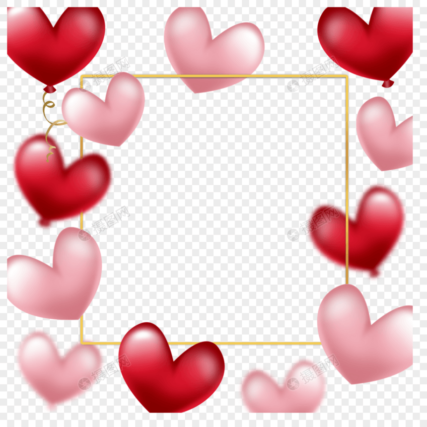 情人节爱心气球正方形边框图片