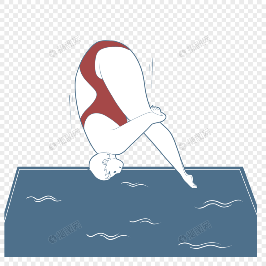 跳水运动员卡通涂鸦画图片