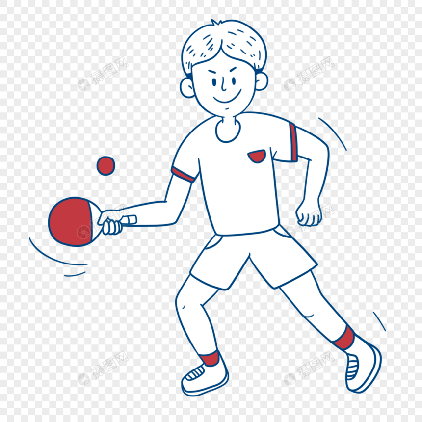 乒乓球运动员卡通涂鸦人物图片