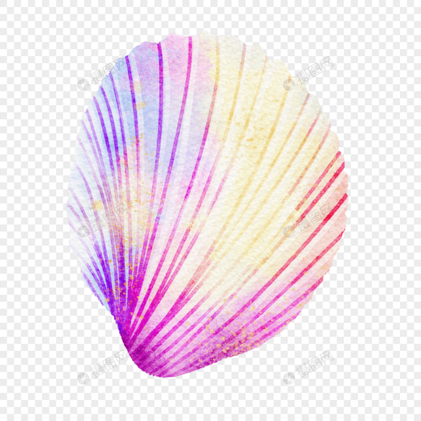 彩贝壳水彩梦幻紫色图片图片