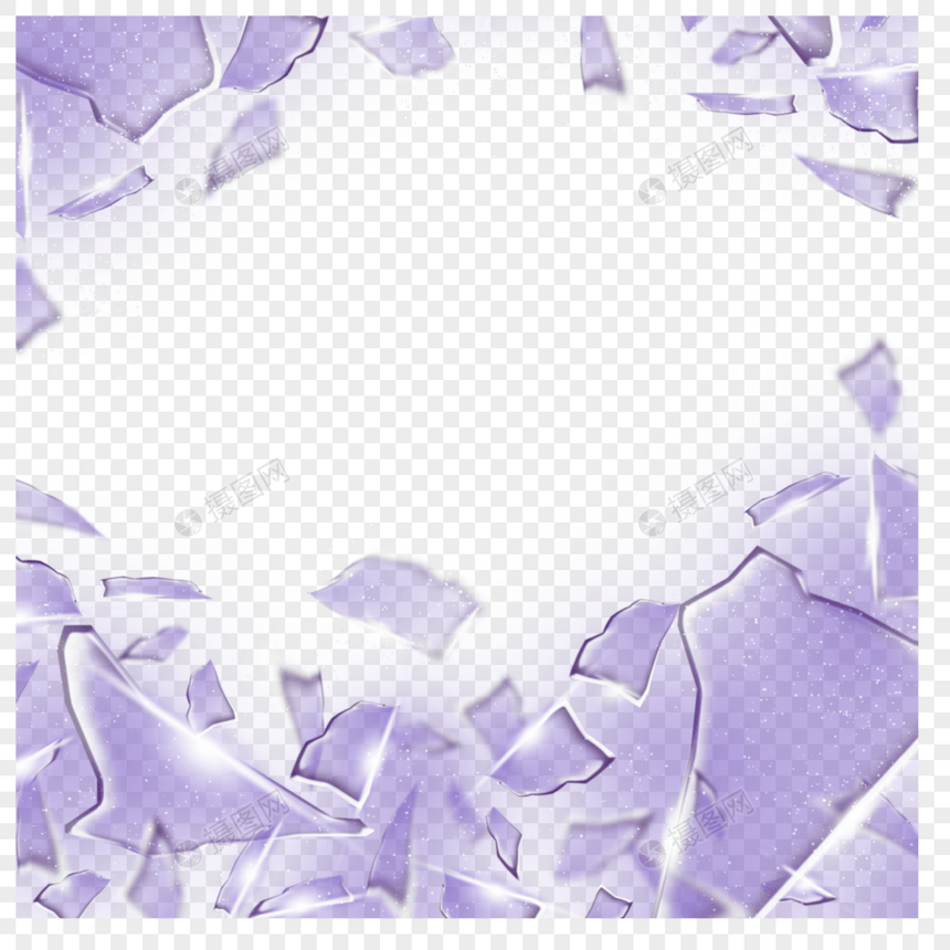 玻璃破碎紫色抽象碎片图片