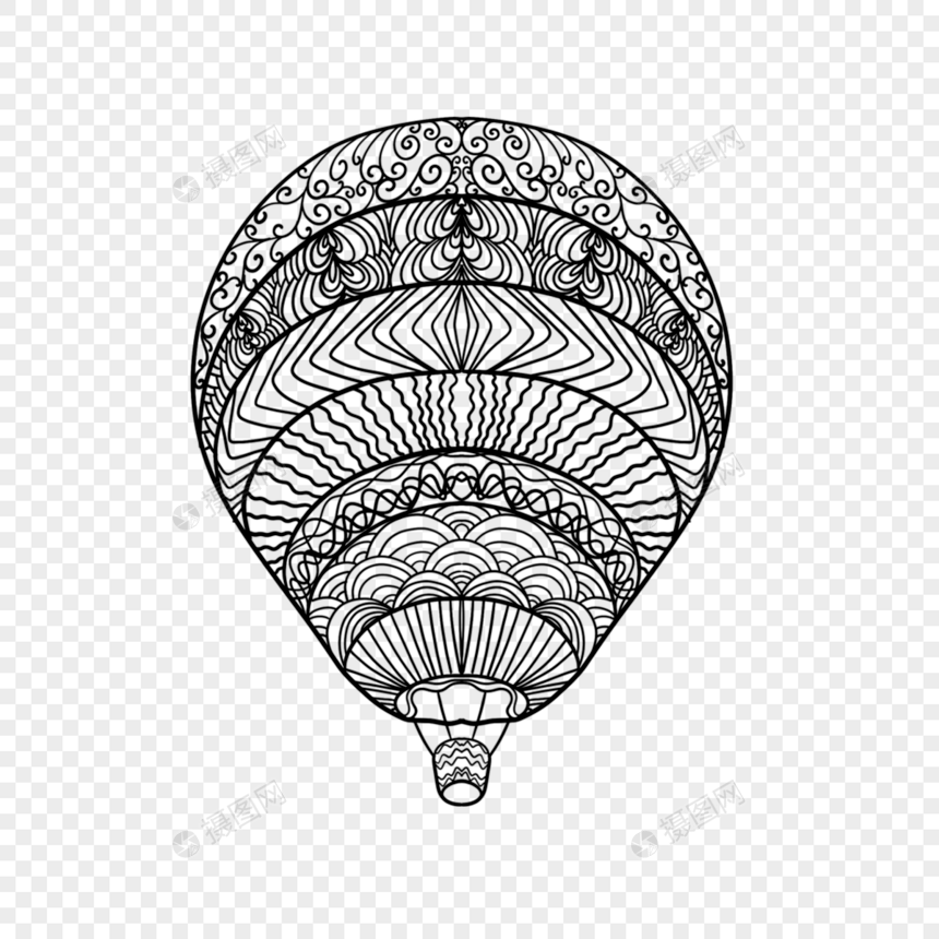 热气球禅绕画抽象线条装饰图片