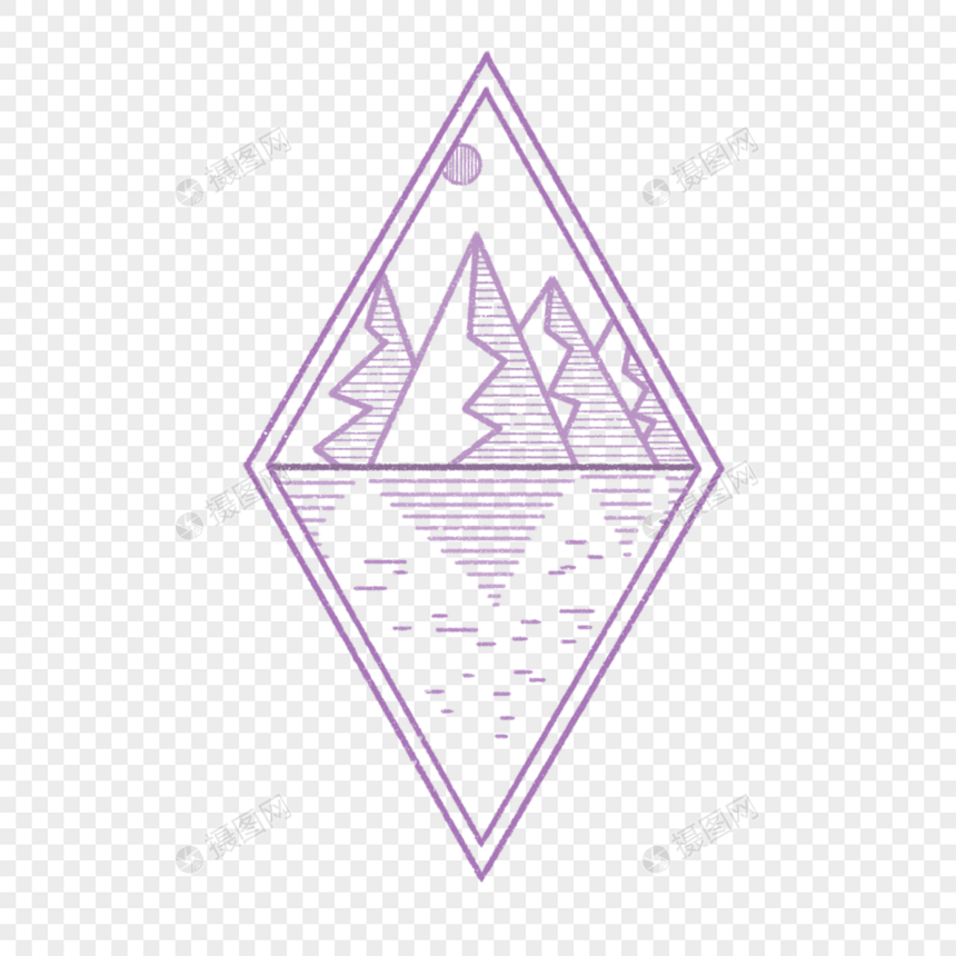山水画邮票紫色风景图案图片