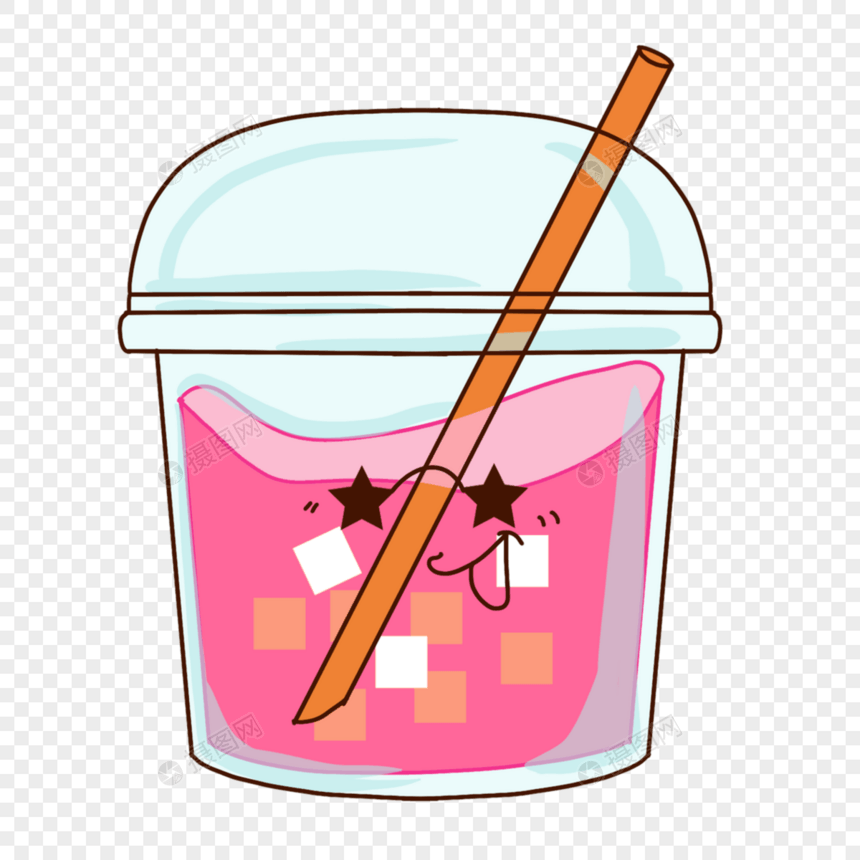 果冻粉色饮料吸管星星眼图片图片