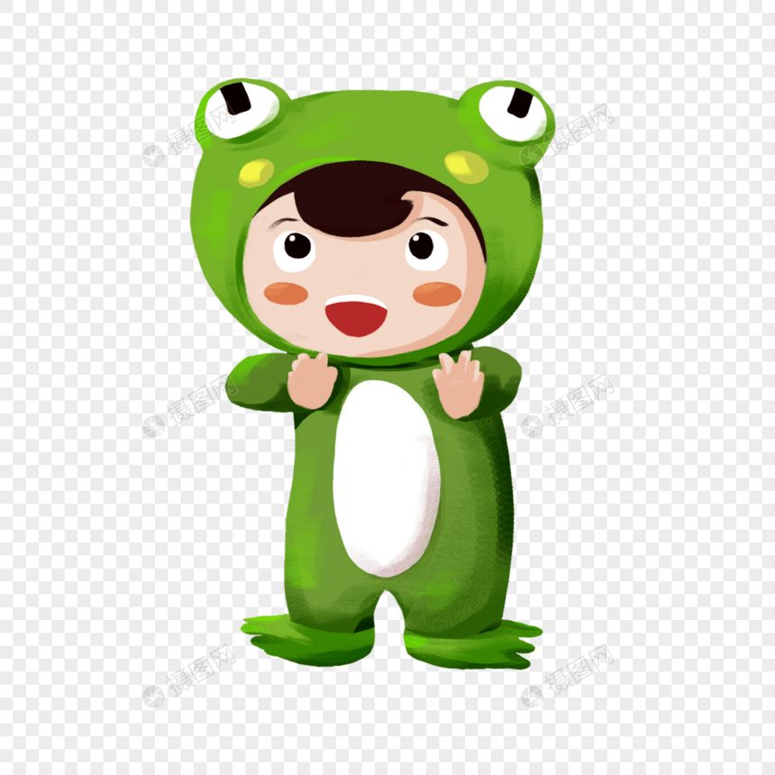 孩子动物服装角色扮演青蛙卡通图片