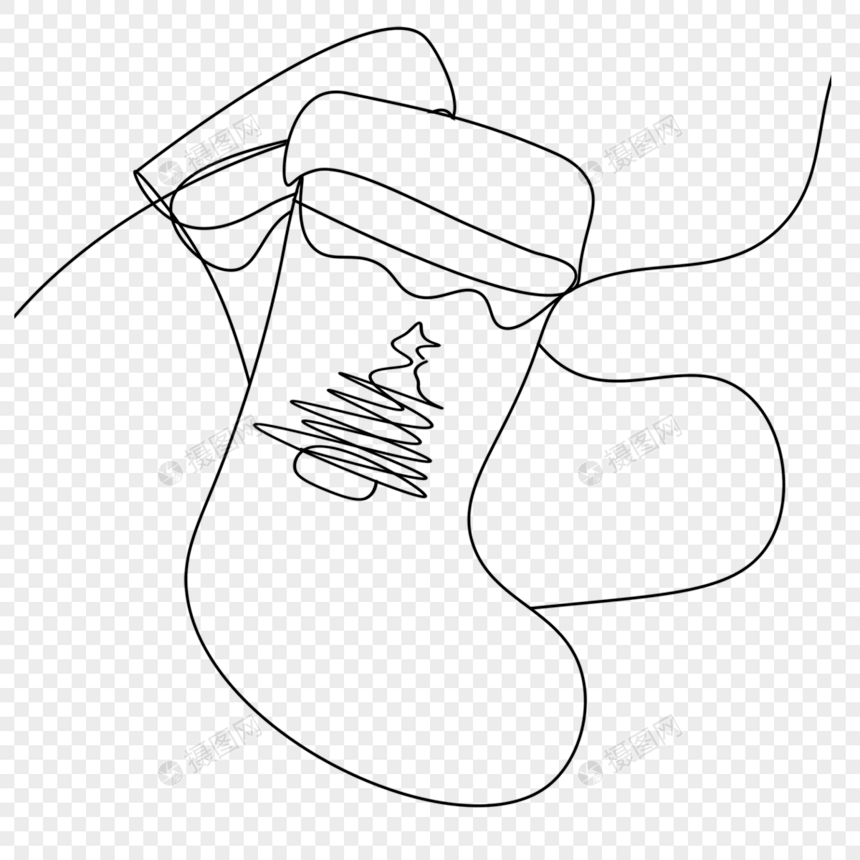 圣诞节圣诞袜线条画抽象图片