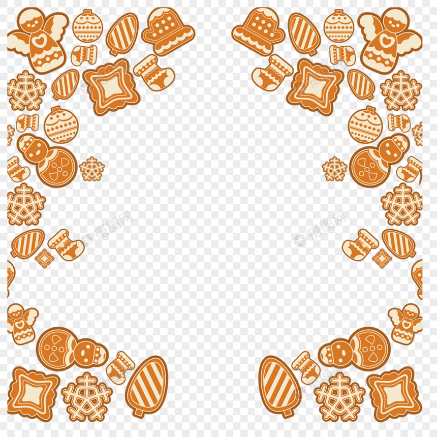 黄色圣诞姜饼边框图片