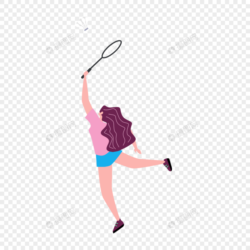 羽毛球运动单脚跳跃女孩图片