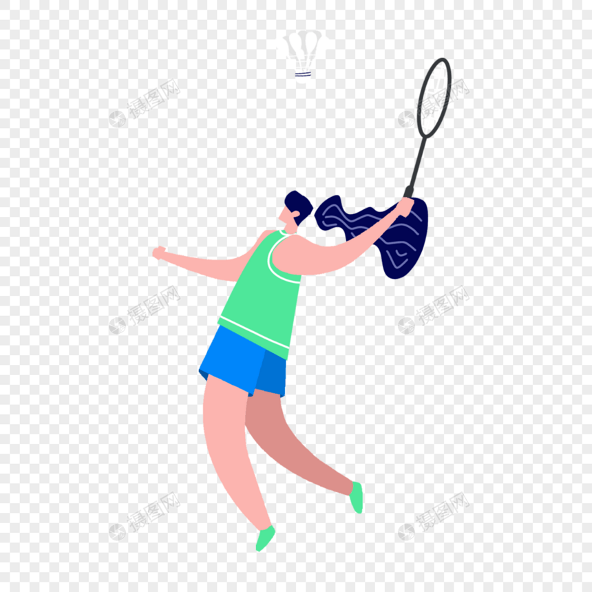 羽毛球运动蓝色短裤女孩图片