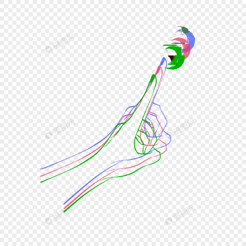 极简艺术光效手势渐变故障线条图片