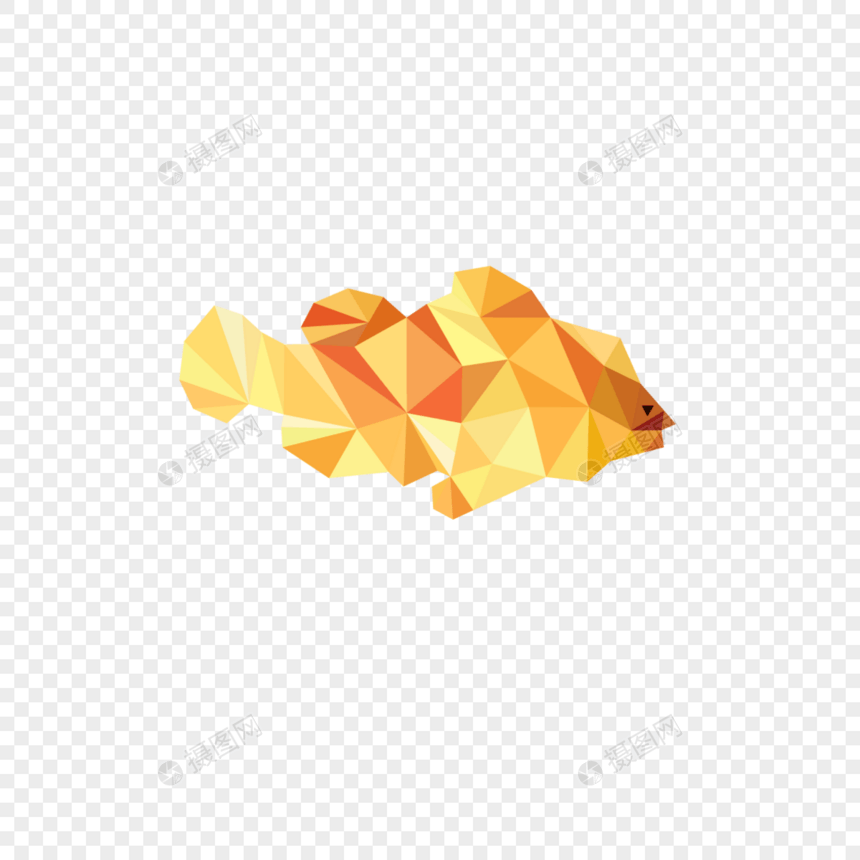 立体几何三角黄色低聚抽象鱼图片