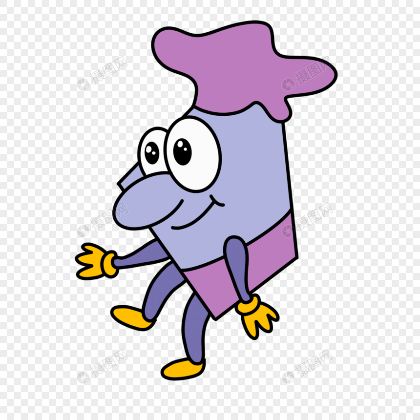 紫色小帽子可爱卡通几何人脸图片