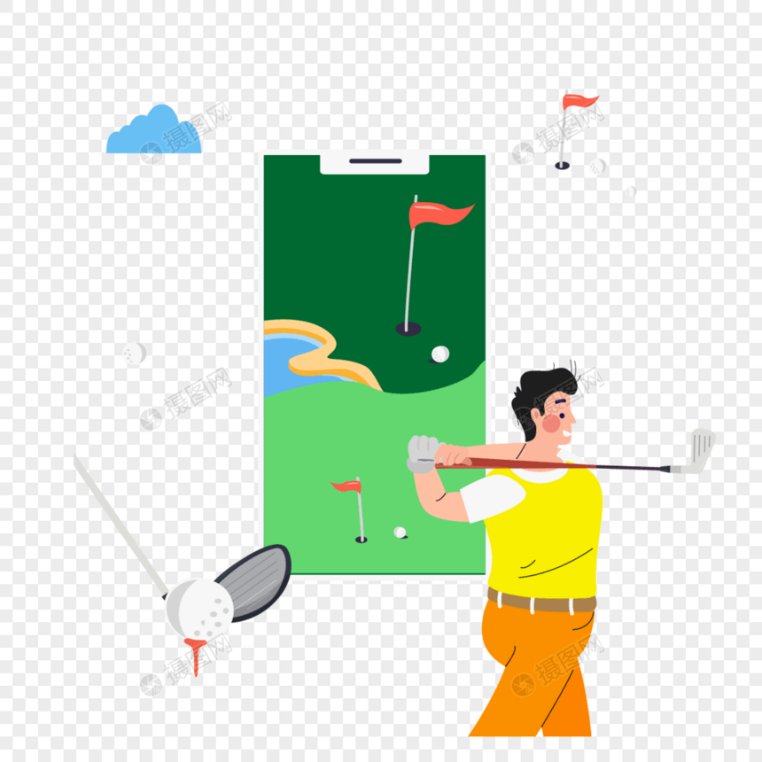 挥杆动作教学高尔夫运动插画图片