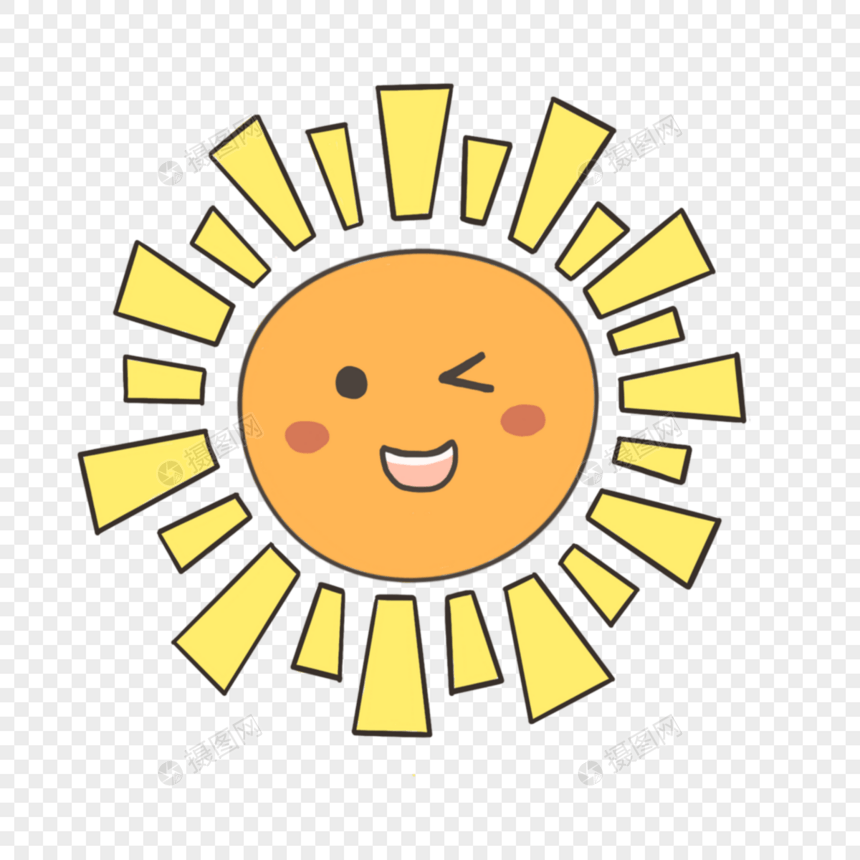 眨眼转圈圈的可爱卡通太阳图片