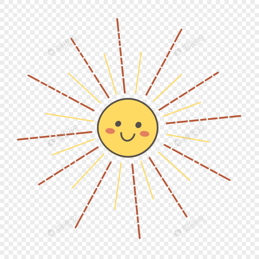 发射光芒的可爱卡通太阳图片
