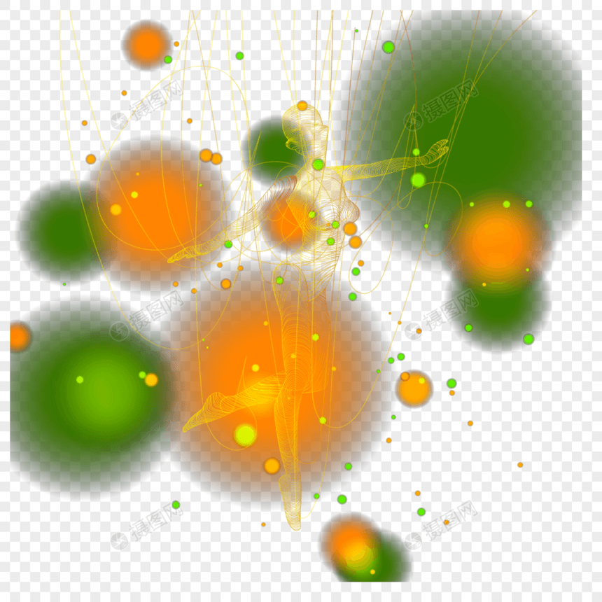 光点中跳舞的抽象光效线条人物图片