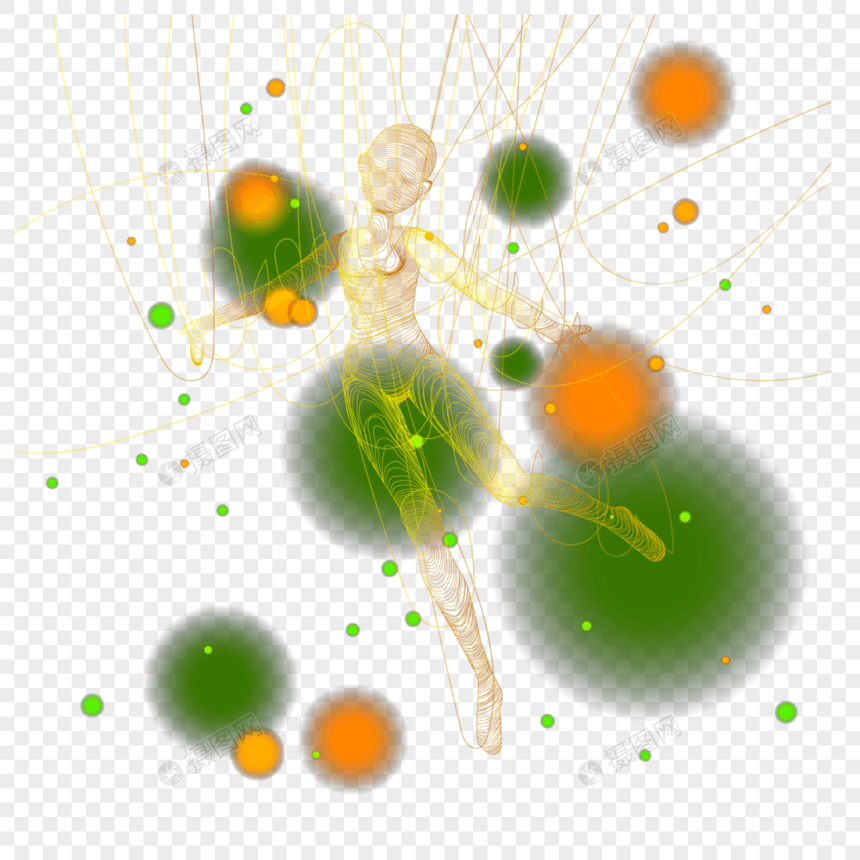 绿色光点抽象光效线条人物图片