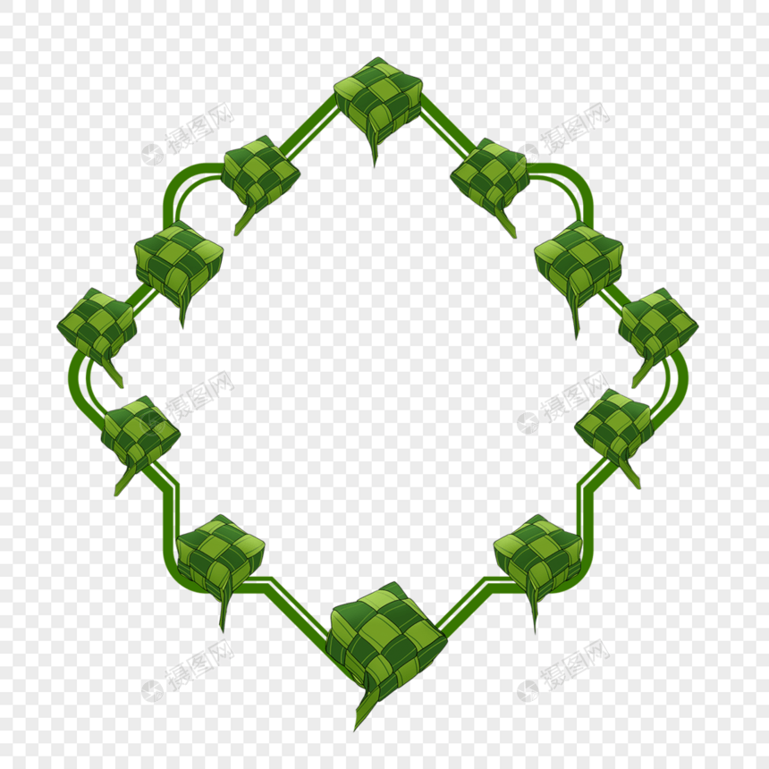 绿色几何ketupat框架图片