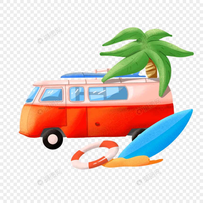 海滩休息冲浪巴士图片
