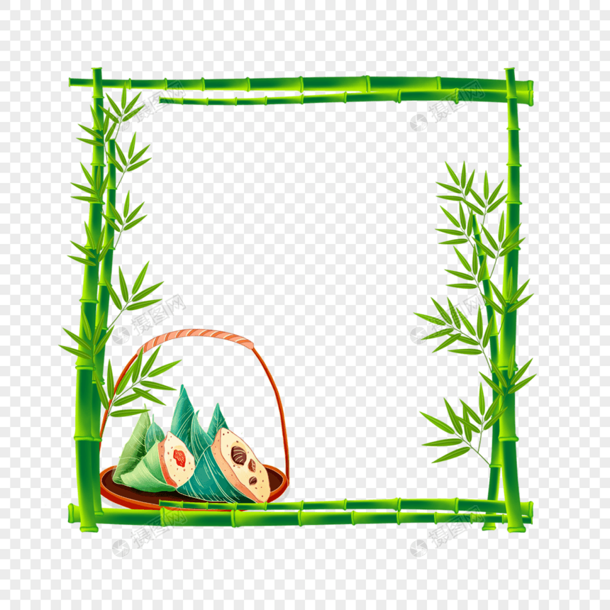 绿色竹子方框端午节粽子边框图片