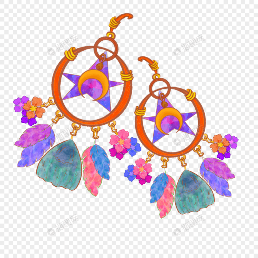可爱的波西米亚水彩风羽毛装饰图片