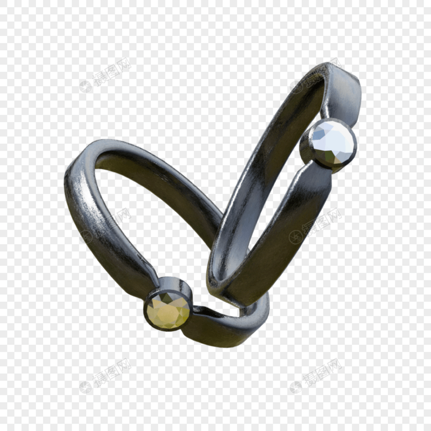 钻石银色婚礼戒指图片