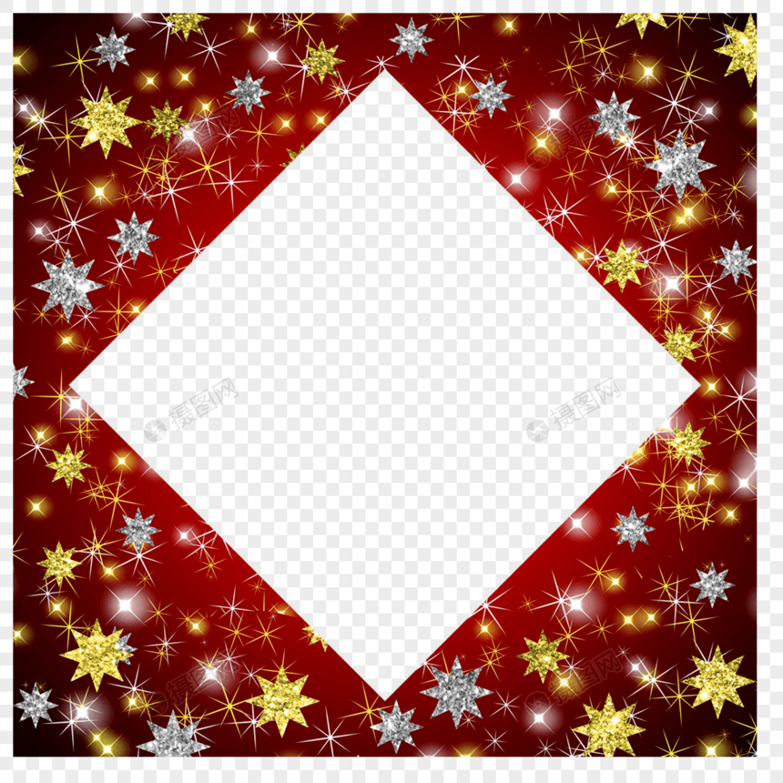 光效星星facebook红色方形镂空边框图片