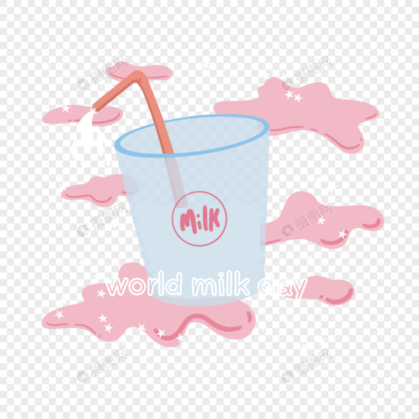 世界牛奶日食物液体浪漫粉色云朵图片