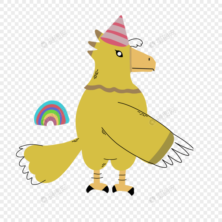 黄色可爱老鹰抽象线条动物涂鸦图片