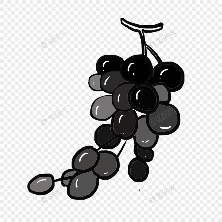 香甜葡萄创意黑白单色涂鸦图片