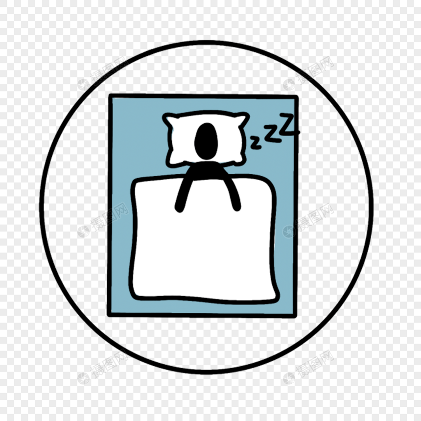 睡觉的小人圆形卡通图标图片