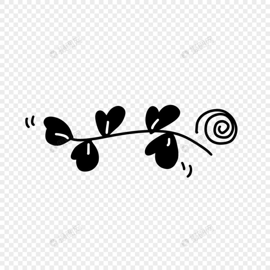 手绘枝叶花纹创意黑白单色涂鸦图片