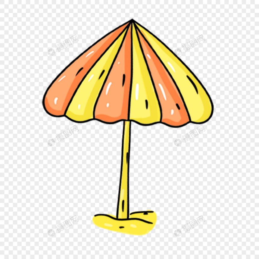 黄色橙色卡通遮阳伞图片