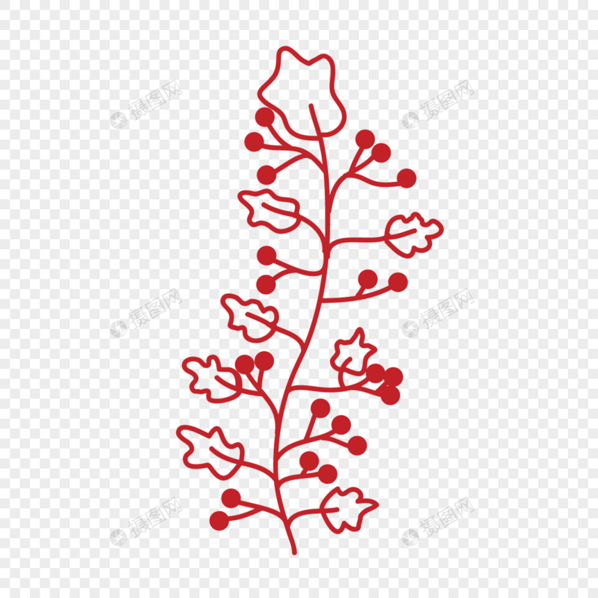 红色简单线条花卉图形图片